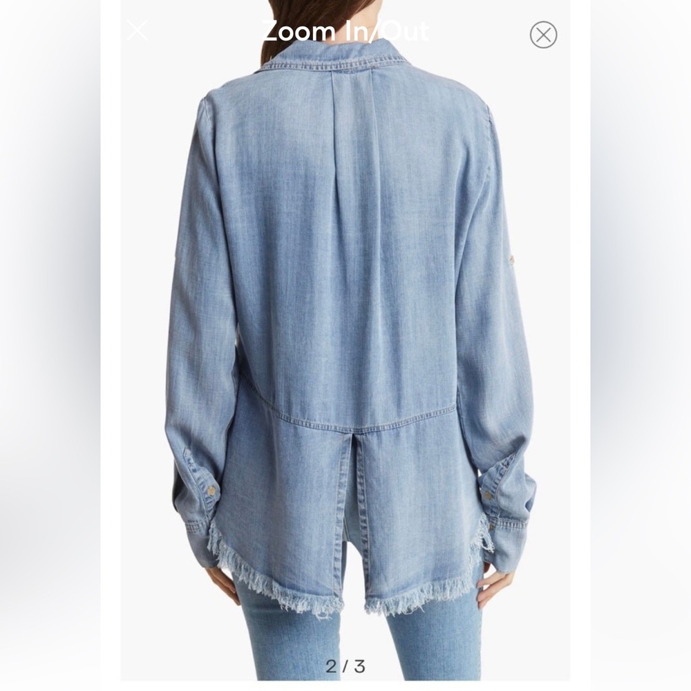 Anthropologie Cloth & Stone Chambray Tencel Button Up Shirt. Size Medium. - Picture 2 of 15